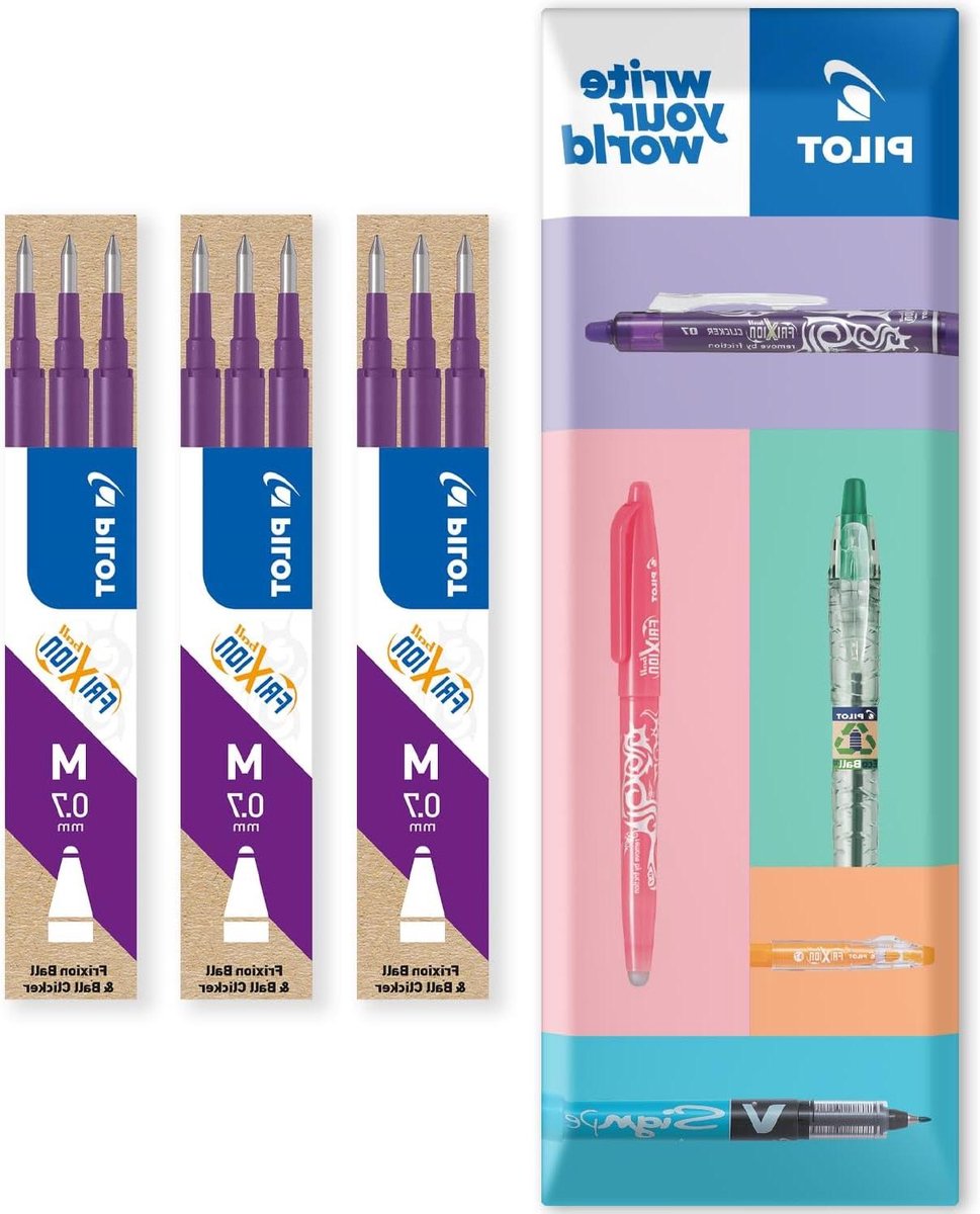 Hittebestendige Navullingen - Uitwisbare Pen Vullingen - Fouten Corrigeren - Direct Overschrijfbaar - 9 Stuks - Violet