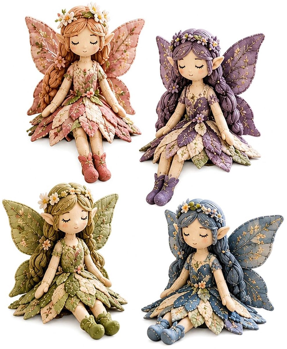 Omgoods - 4 Stuks DIY Fairytale Patchwork Poppen Set