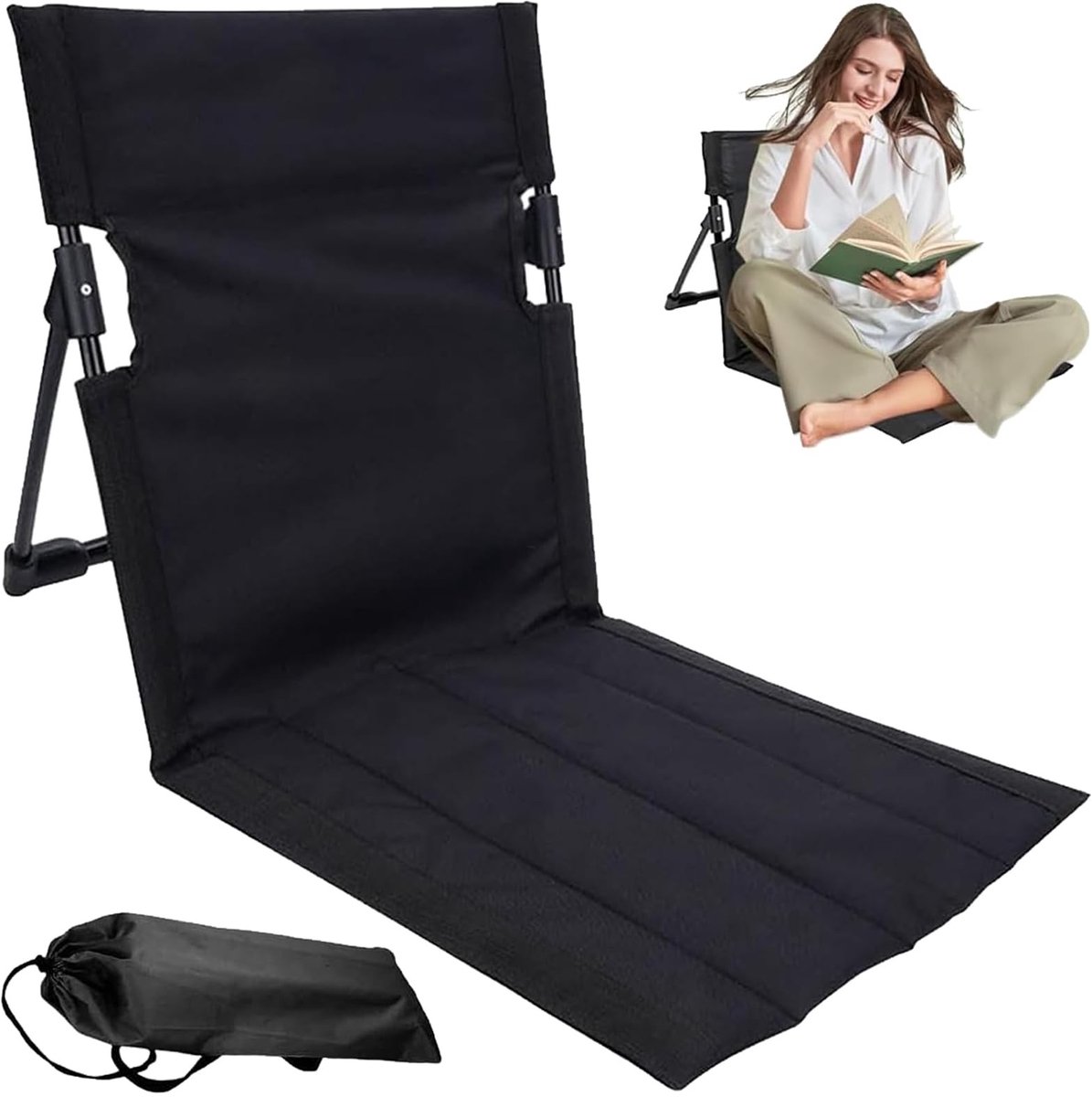 Omgoods - Draagbare Strandmat met Rugleuning - Opvouwbare Strandstoel voor Comfort op het Strand
