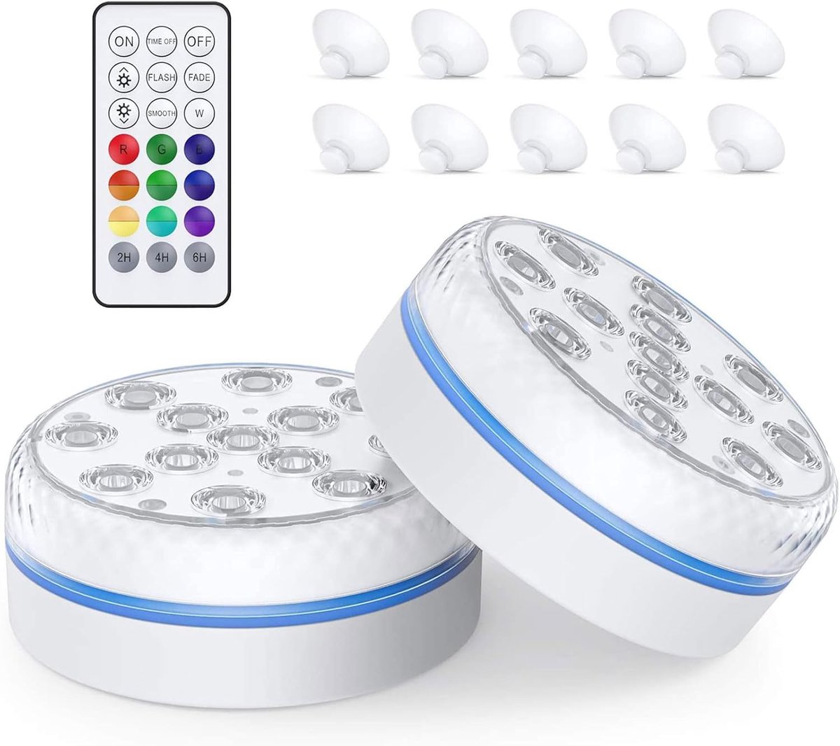 Badaccessoires, 2 stuks, 13 RGB leds, halloweenlicht, onderwaterlicht met afstandsbediening, magneet, badkuip, whirlpool, IP68 waterdicht, badlamp voor Halloween, pompoen, spa, kerstdecoratie