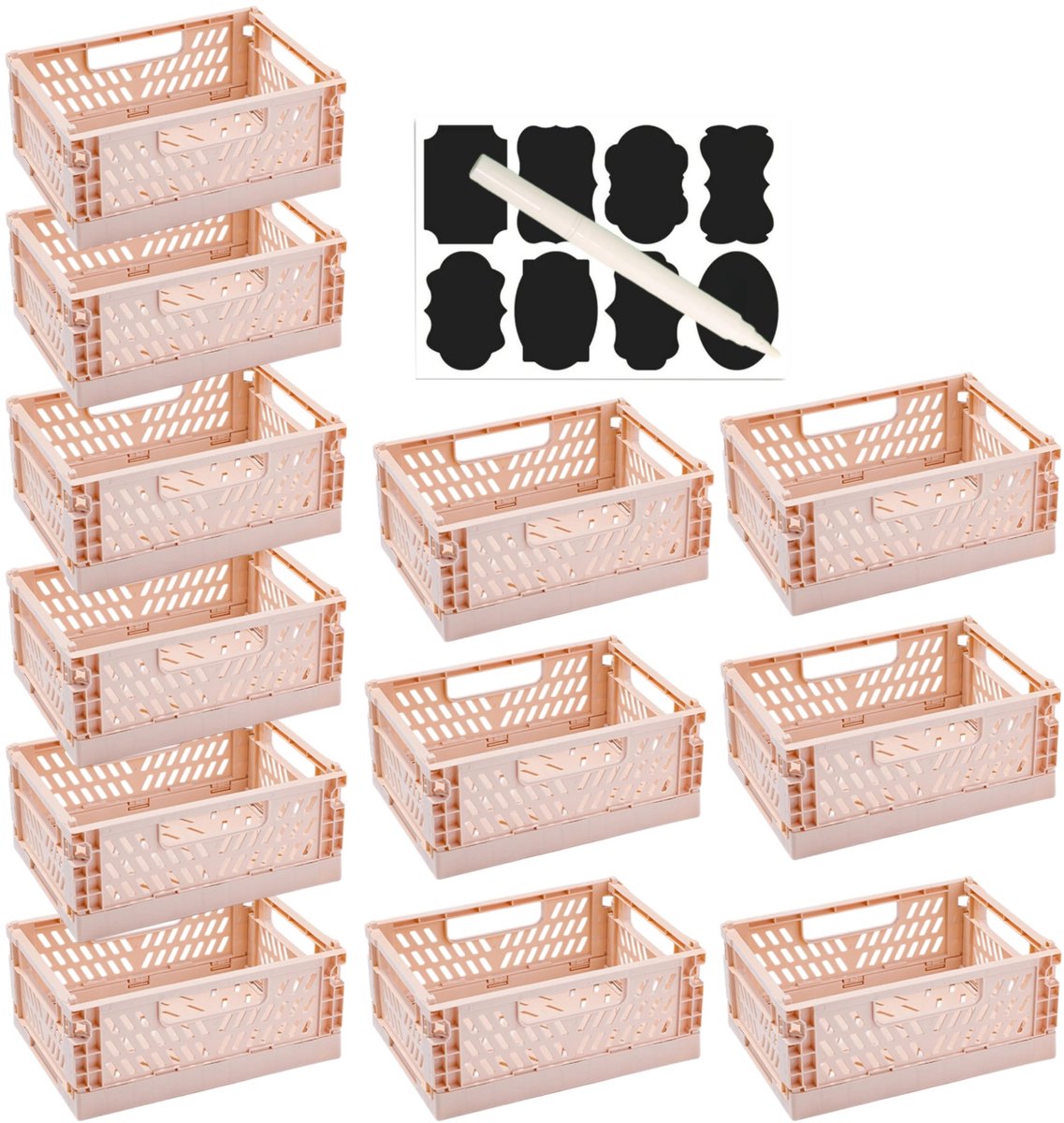 Omgoods - 12 Stuks Vouwbare Opbergdozen met Handvatten, Stackable
