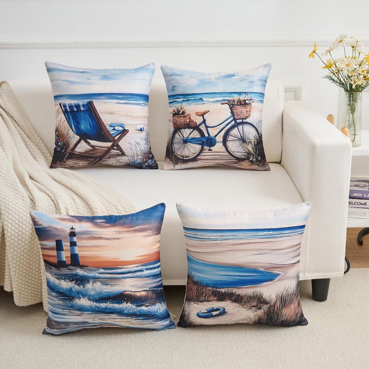 Omgoods - Kussenhoezen voor Buiten 40x40 cm - Weerbestendig Polyester in Oceaanblauw