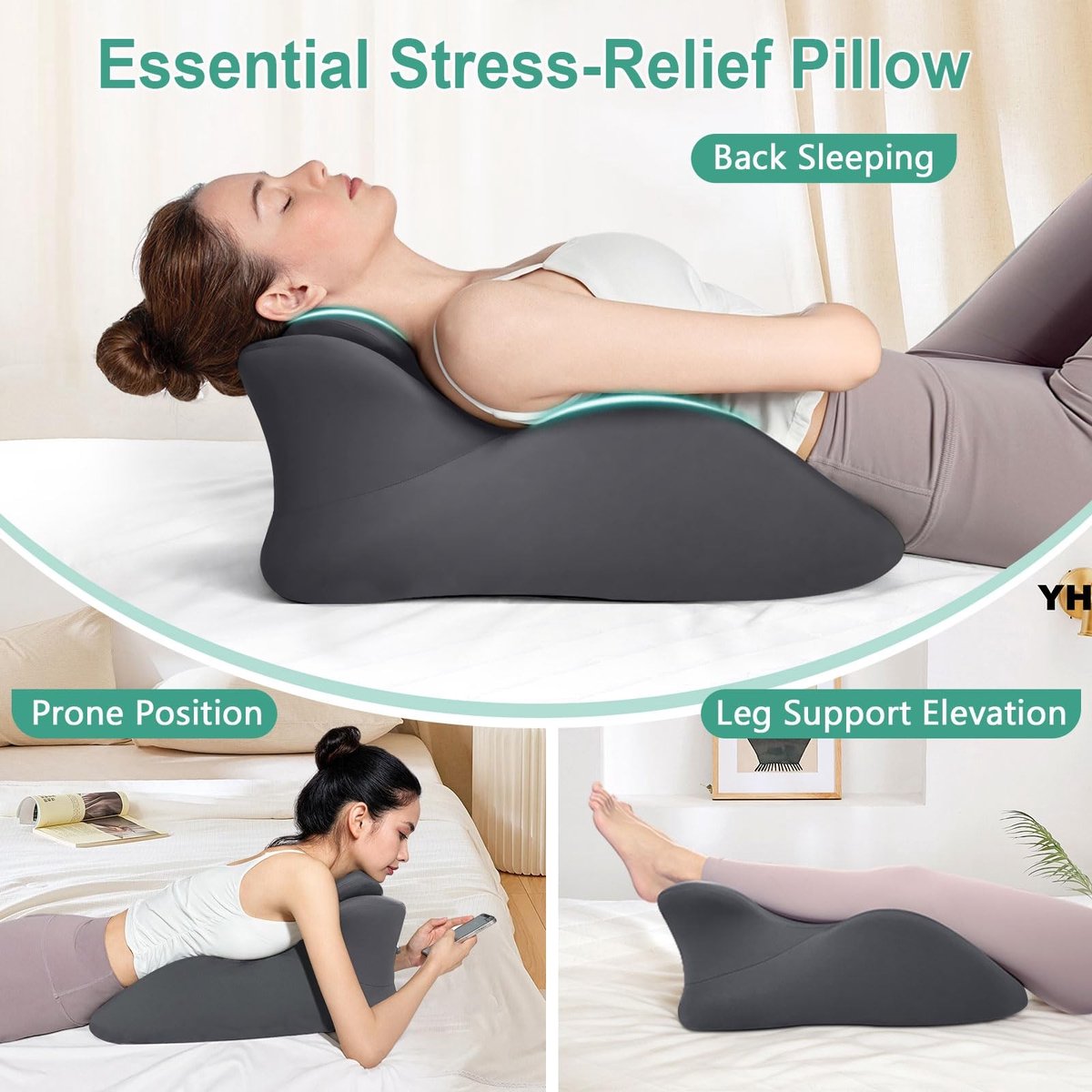 Omgoods - Memory Foam Wedge Kussen - Ergonomisch Leeskussen met Verwijderbare Hoes