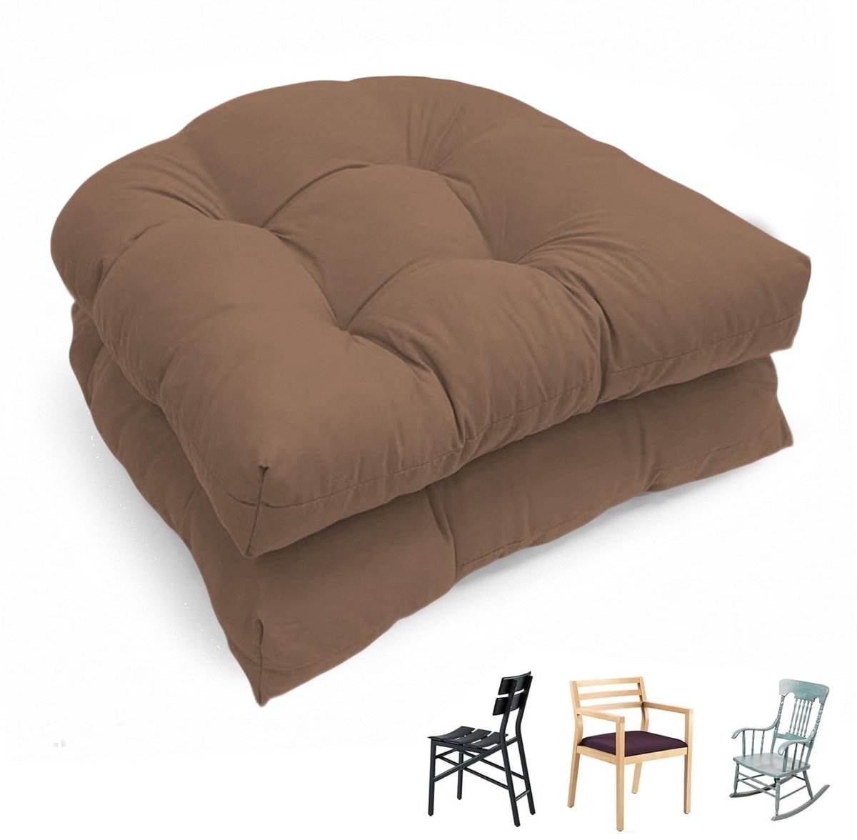 Omgoods - Set van 2 Halfronde Stoelkussens voor Buiten - 48 x 48 cm