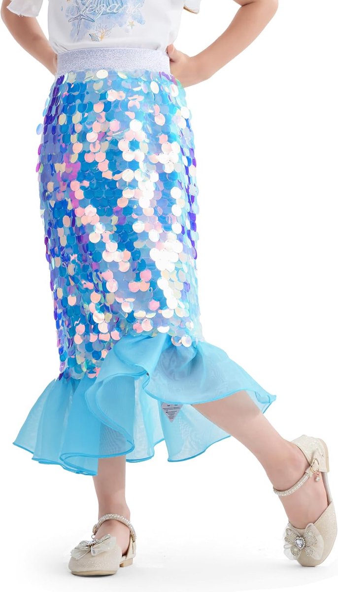 Rok voor meisjes, pailletten, kinderen, zeemeerminrok, met voering, elastische taille, pailletten, zeemeerminstaart voor kleine meisjes, verjaardag, feest, strand