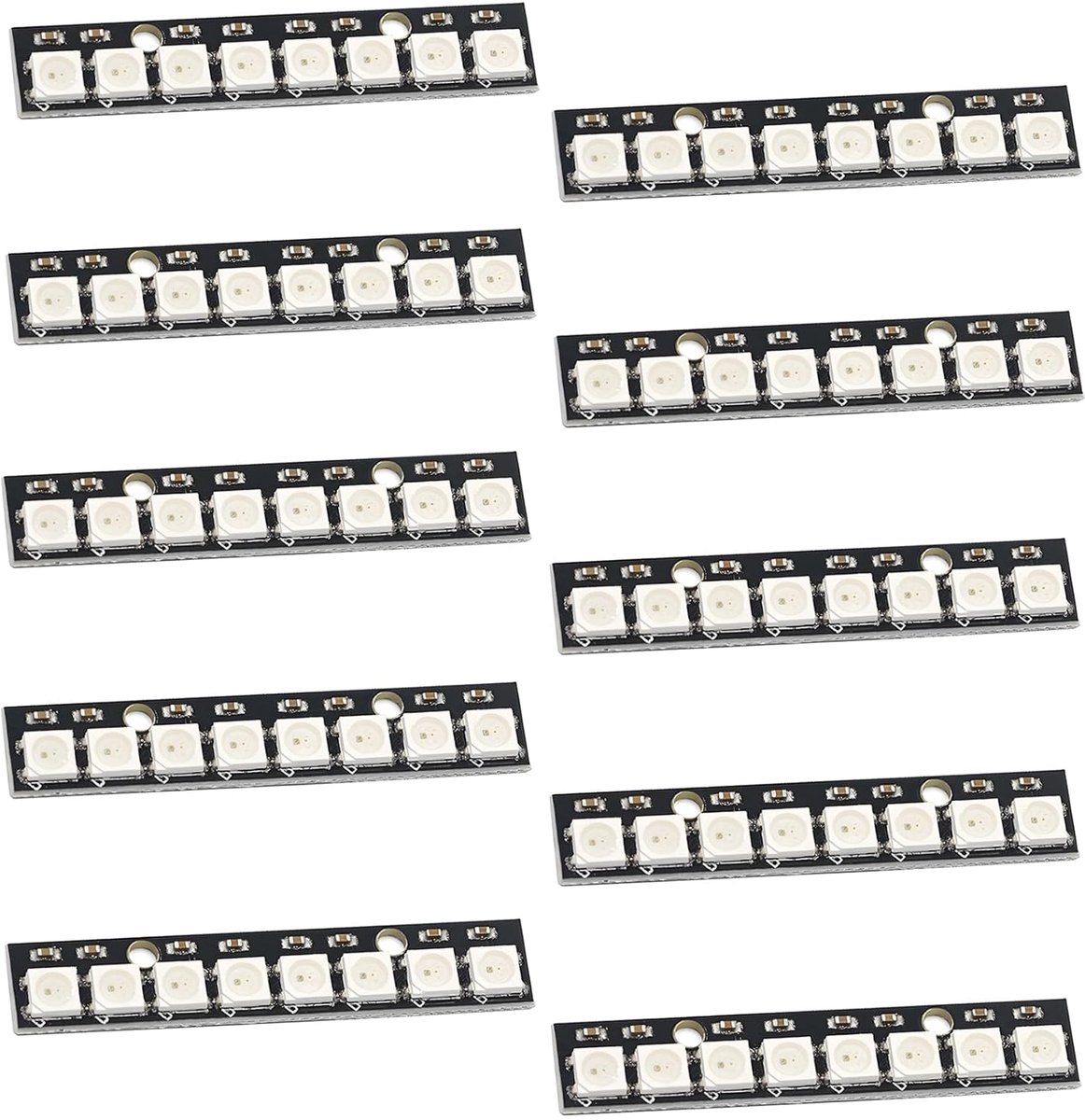 10 stuks 8 bits WS2812 RGB ledmodule, 5050 led-sticks, ingebouwde driver, kleurlicht, ontwikkelingsbord, compatibel met Arduino Raspberry Pi ESP32