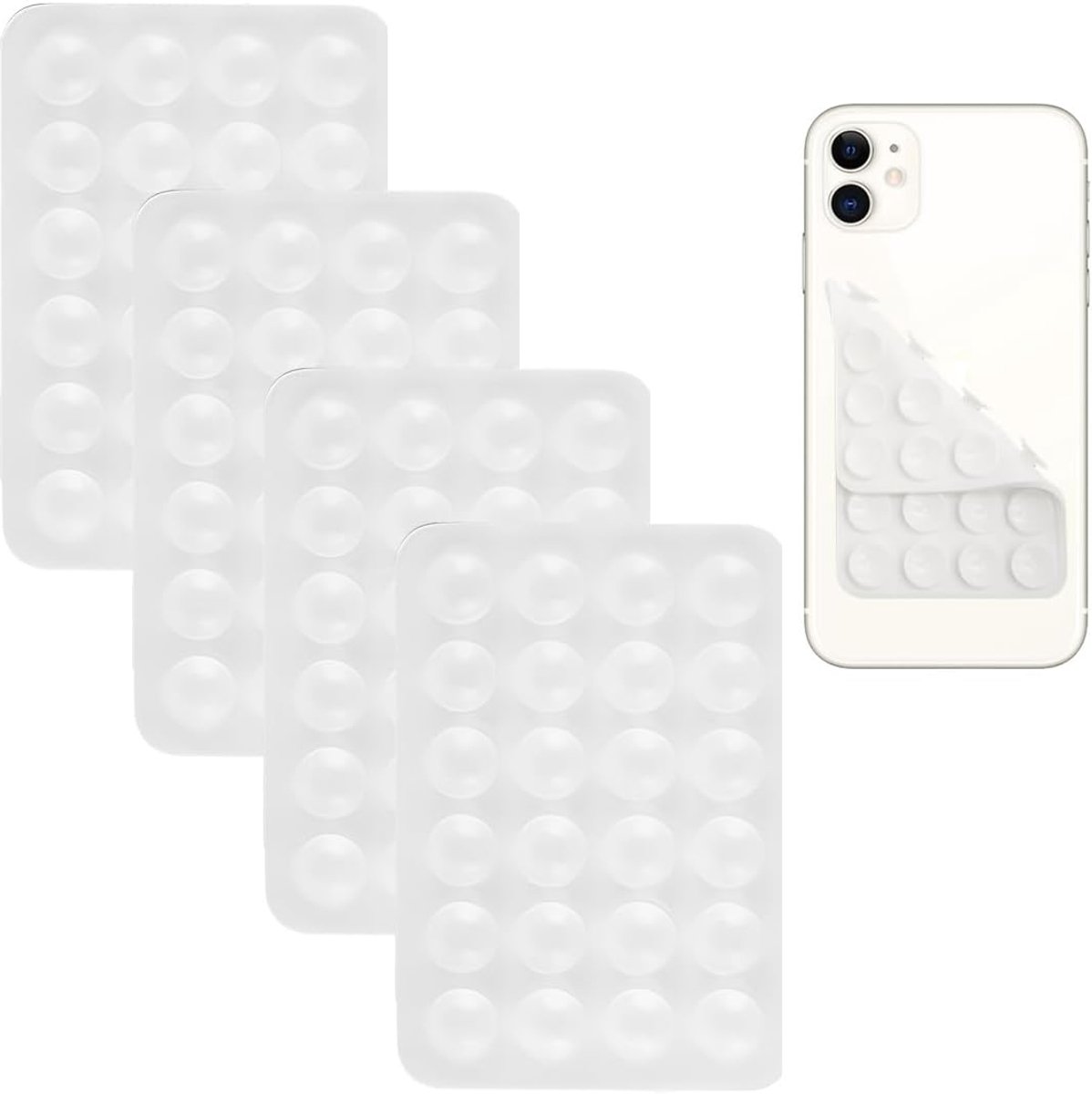 4 stuks siliconen telefoonhouder voor mobiele telefoon, dubbelzijdig, handsfree sticky siliconen zuignap, telefoonhoes voor selfies en Tiktok-video's, zuignappen, telefoonhouder voor alle