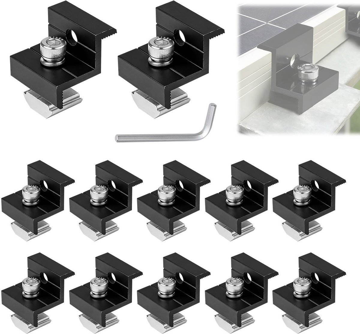 Omgoods - Set van 12 Aluminium T-klemmen voor Zonnepanelen