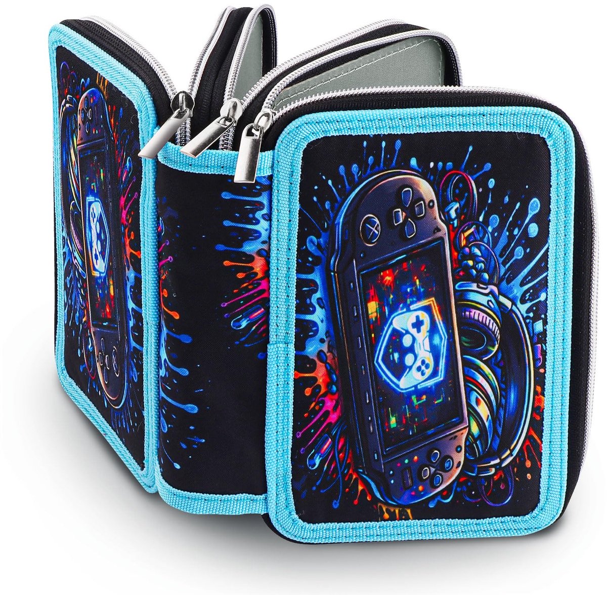 Omgoods - Grote Pencil Case met 3 Compartimenten - Coole Game Ontwerp