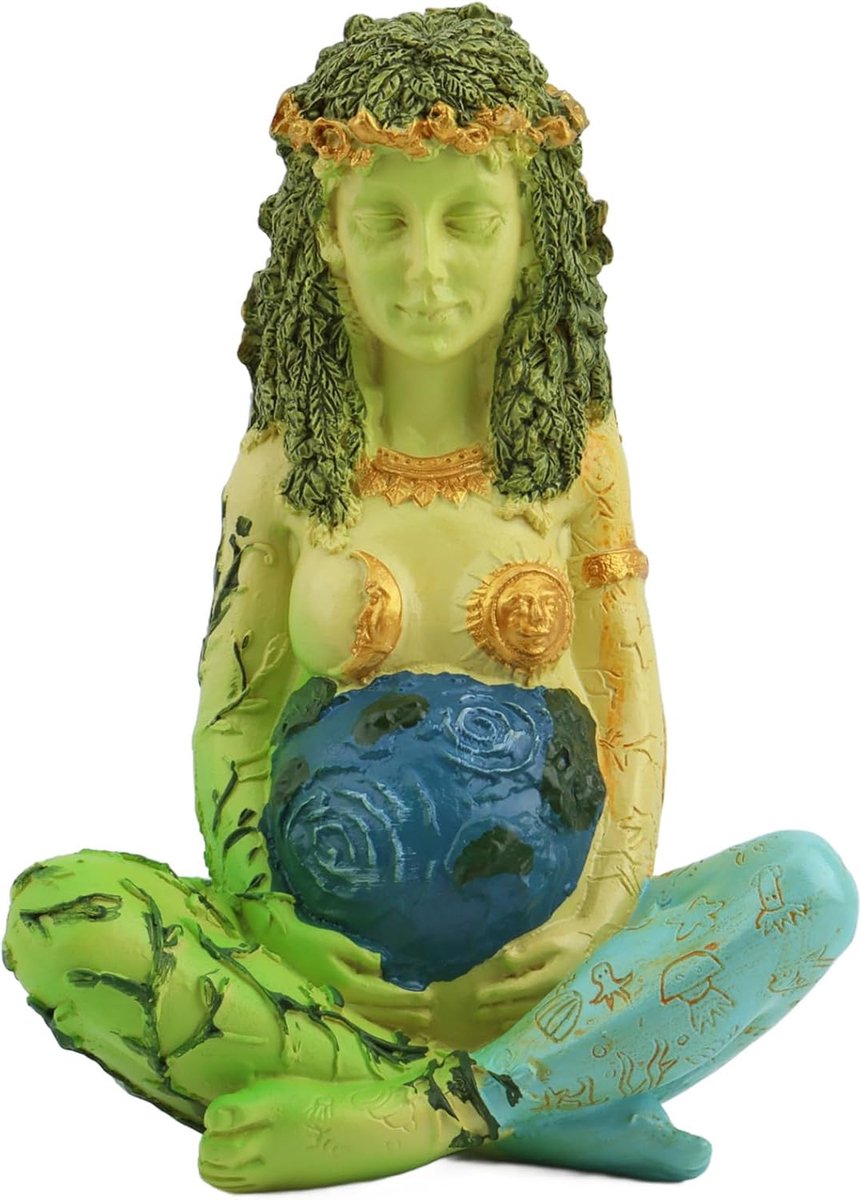 Aarde Gaia Beeld, 15,5 cm Hars Vruchtbaarheidsgodin Figuur, Handgeschilderde Yoga Decoratie, Huisdecoratie, Verjaardags- en Kerstcadeau voor Vrouwen