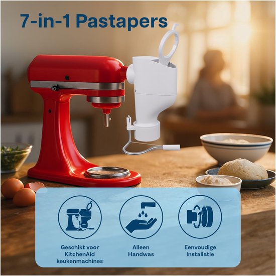 Omgoods - 7-in-1 Pasta Maker voor KitchenAid Mixers - Inclusief Diverse Vormen — afbeelding 5