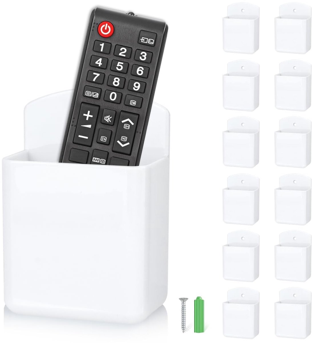 Omgoods - 12 Stuks Zelfklevende Afstandsbedieninghouders - Wit