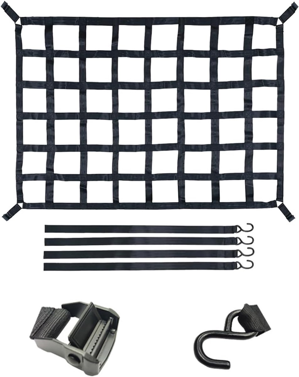 Vrachtnet voor aanhangers, bagagenet voor pick-up vrachtwagen-laadvlak, vrachtnet voor pick-up laadvlakrekken, zware belasting, aanhangernet voor SUV, pick-up truck, aanhanger (S - 127 x 106