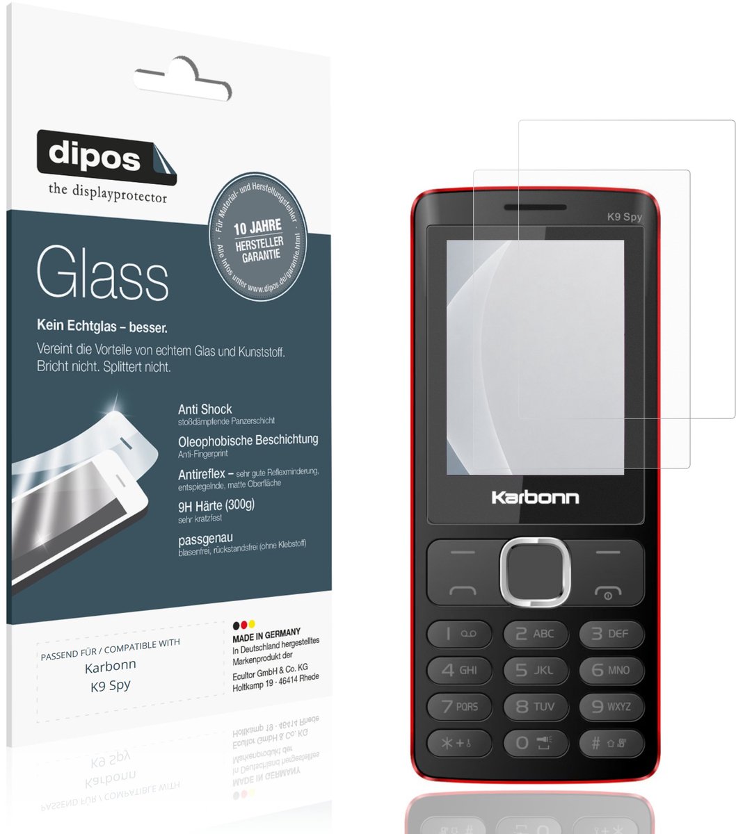 dipos – 2x Matte Pantserfolie geschikt voor Karbonn K9 Spy | 9H Screenprotector