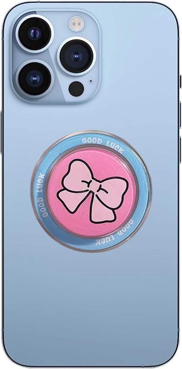 1 stuks magnetische handgreep, inklapbare standaard en handgreep, voor smartphone/Kindle/tablet, mobiele telefoon vingerhouder - roze strik