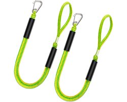Meren met 91 cm Bungee Dock Line 2-Pack - Essentiële accessoires voor diverse vaartuigen, ingebouwde snubber, kajak, waterscooter, SeaDoo, jetski, ponton, kano, motorboot