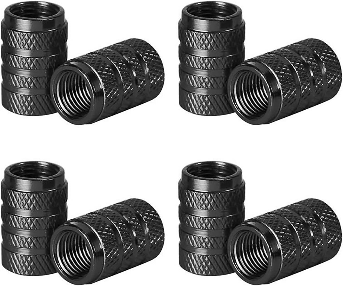 Ventieldoppen voor de auto, 8 stuks, aluminium autobanden, autoventiel, wielventieldoppen, ventieldoppen in zwart, voor auto, SUV, motorfiets enz
