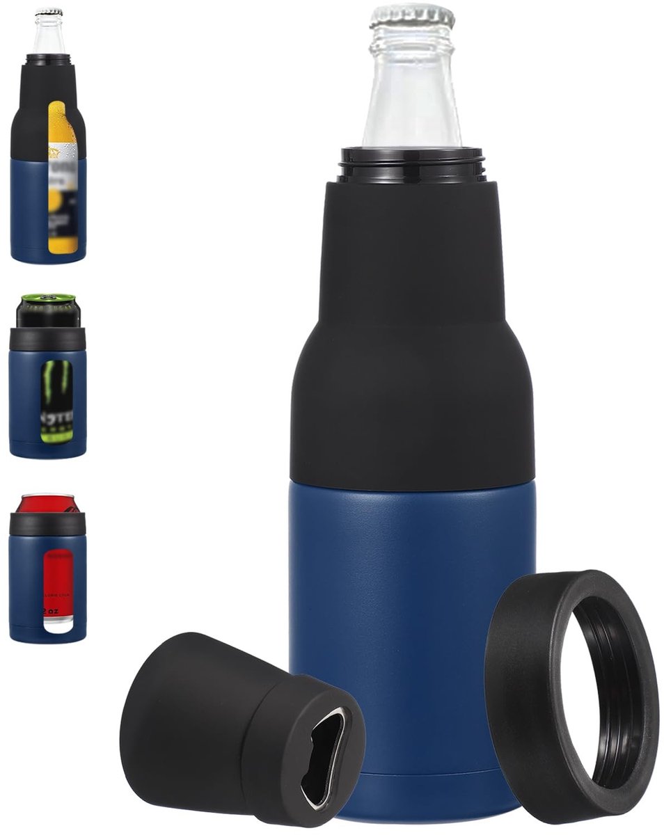 Omgoods - Slim Can Cooler, 12oz Geïsoleerde Drinkhouder met Flessenopener (Marineblauw)