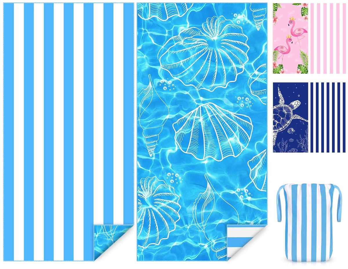 Omgoods - Omkeerbare Microvezel Strandhanddoek 180 x 90 cm Sneldrogend