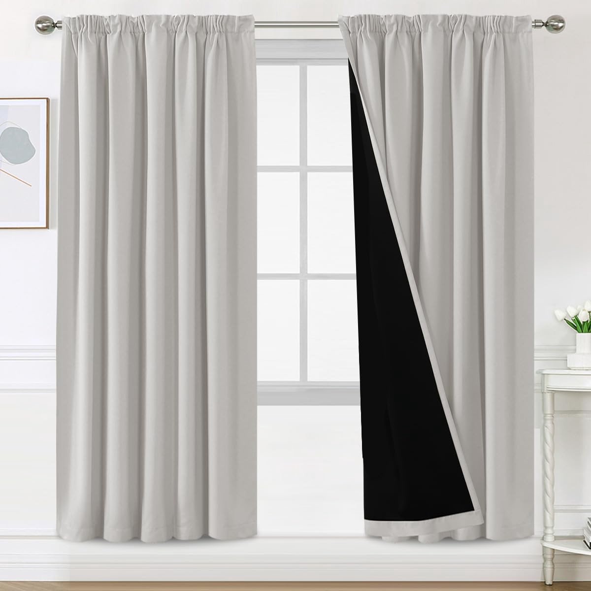Omgoods - Set van 2 Verduisteringsgordijnen 140 x 245 cm - Geluidsisolerend en Warmte-isolerend