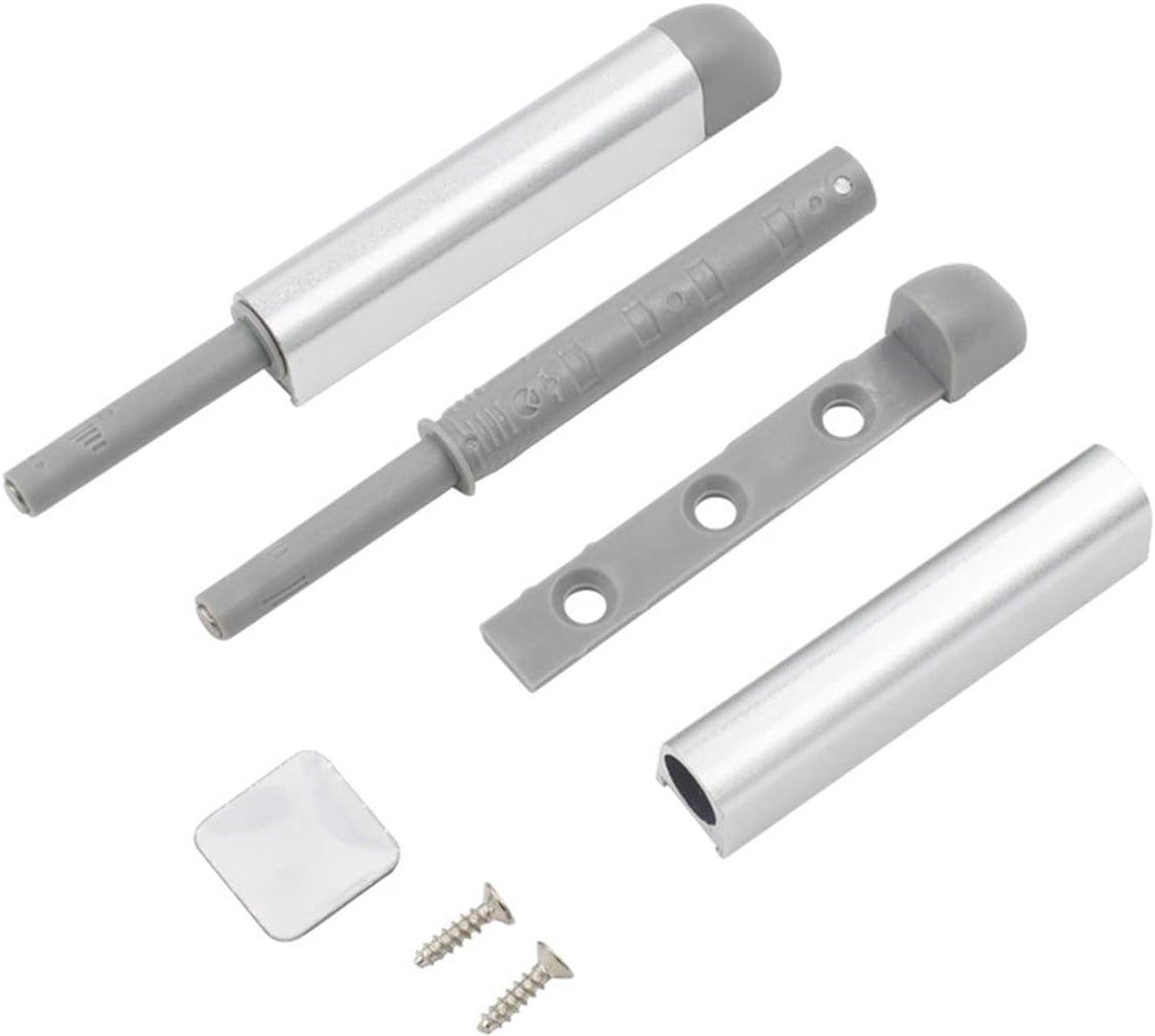 2 Stuks Aluminium Deuropener, Magneetsluiting Demper, Drukdeuropener voor Kastdeuren, Kledingkast en Laden, Zilver
