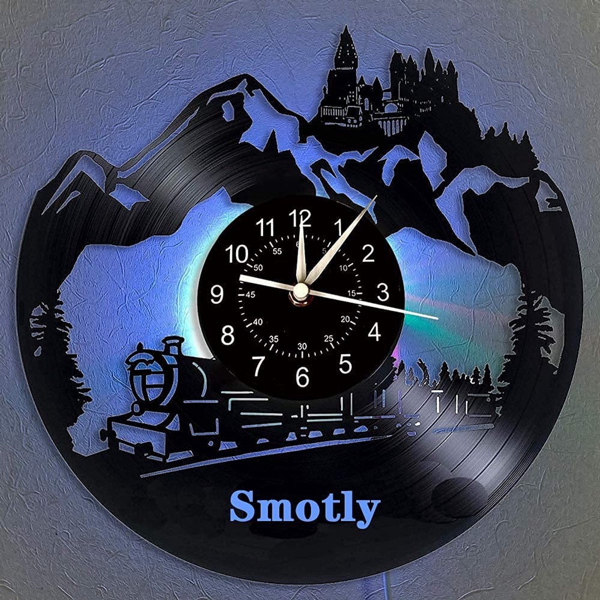 Omgoods - Vinyl Record Wandklok, Hogwarts Express Thema - Kleurvolle Nachtlamp Functie