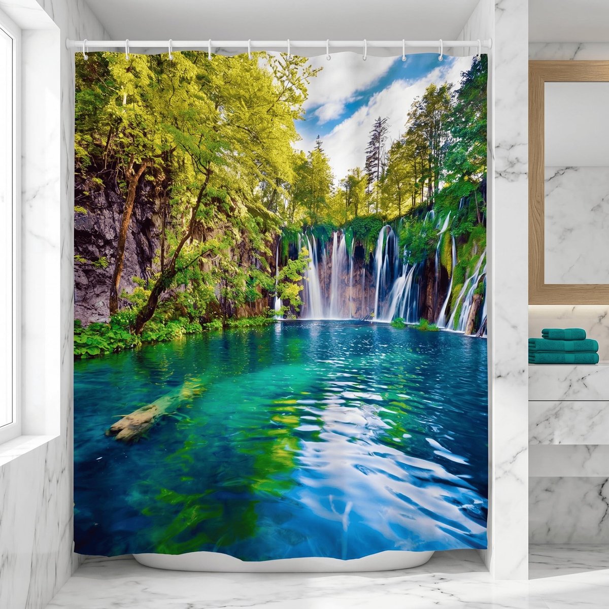 Omgoods - Waterval Douchegordijn 180x180cm met 3D Effect