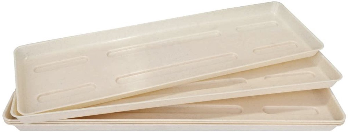Omgoods - Set van 5 Rectangular Plant Pot Saucer Ø46cm Beige