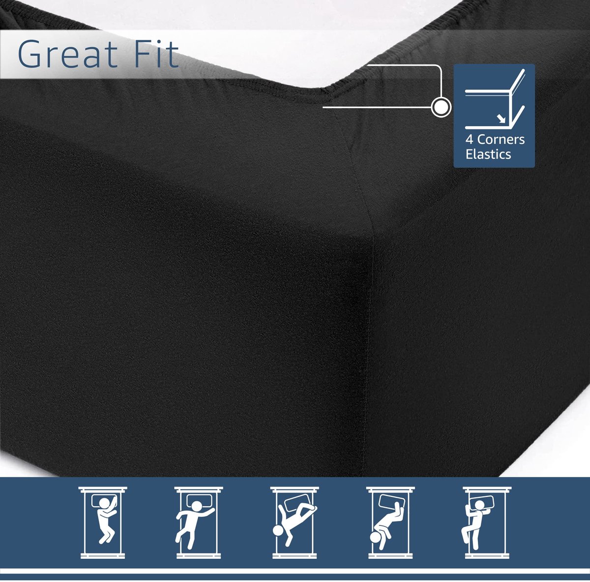 Omgoods - Fitted Sheet 160 x 200 cm - 100% Katoen Zwart