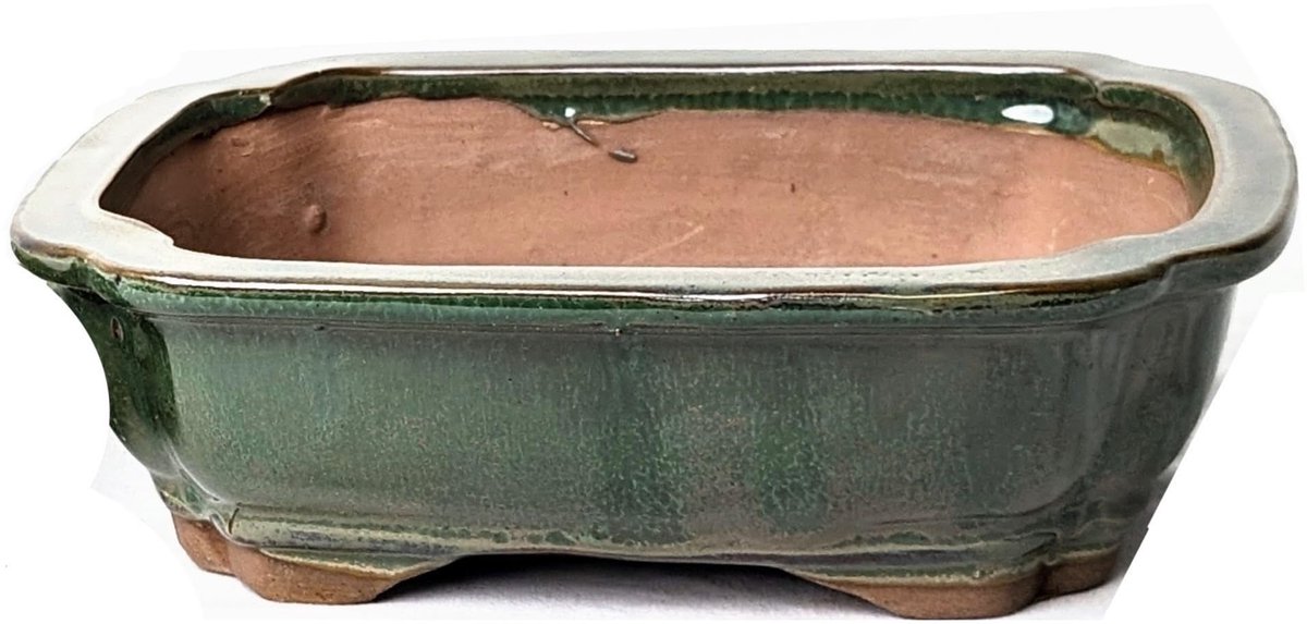 Omgoods - Geëmailleerde Keramische Bonsai Pot zonder Schotel - Groen, 18cm