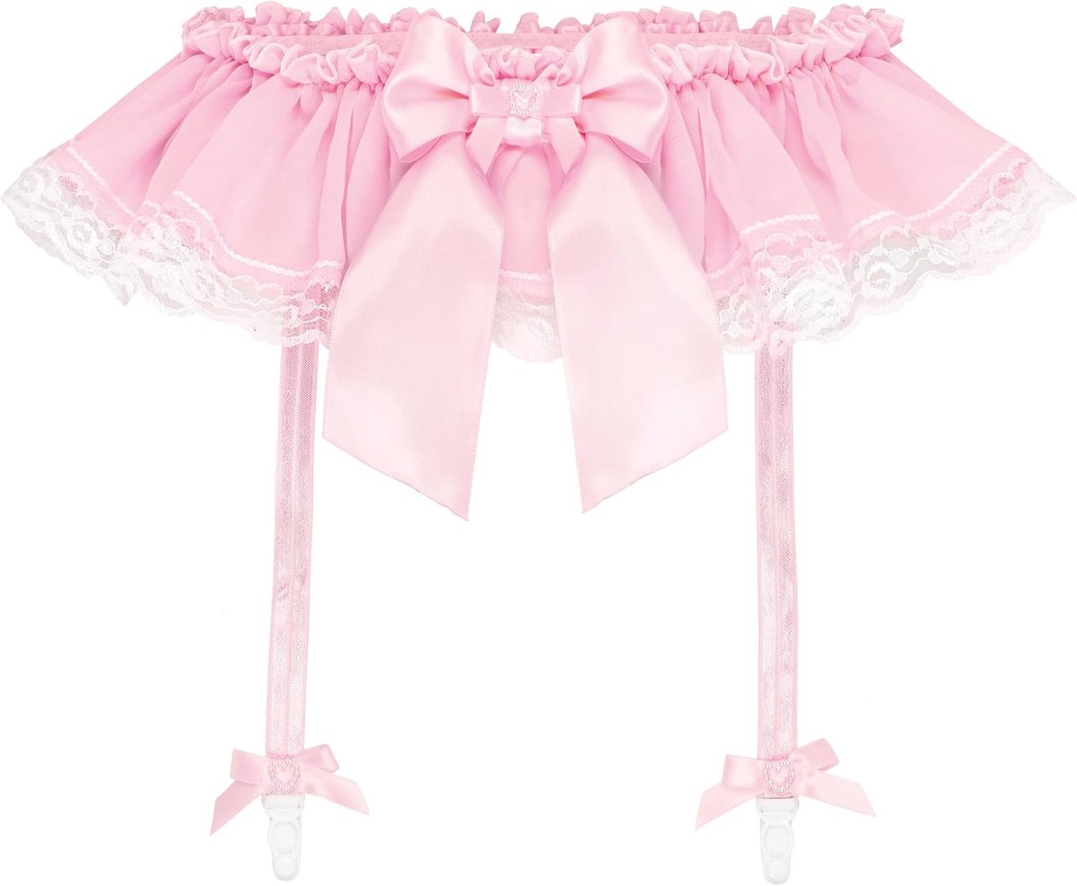 Sissy Jarretelgordel Transparant Kant Lingerie | Ruchezoom Met Bloemenkant, Strik Met Parelhartje, Verstelbare Taille En Bandjes, Maten S-XXL