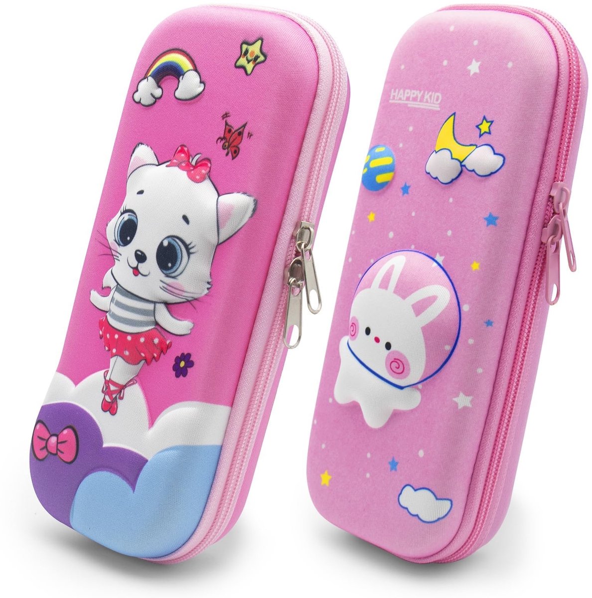Omgoods - 3D Dubbele Pennenhouder voor Jongens en Meisjes - Astronaut/Rabbit Design