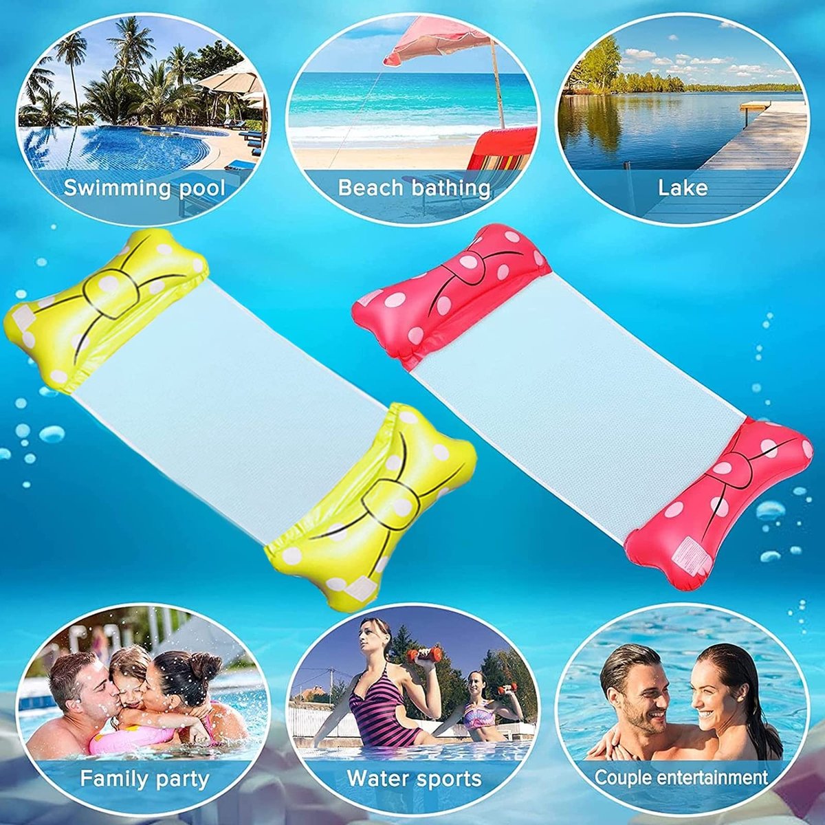 Omgoods- Opblaasbaar Zwembad - Waterhangmat Volwassenen - 4-in-1 Loungestoel - Luchtmatras - Duurzaam PVC - Ergonomisch Ontwerp