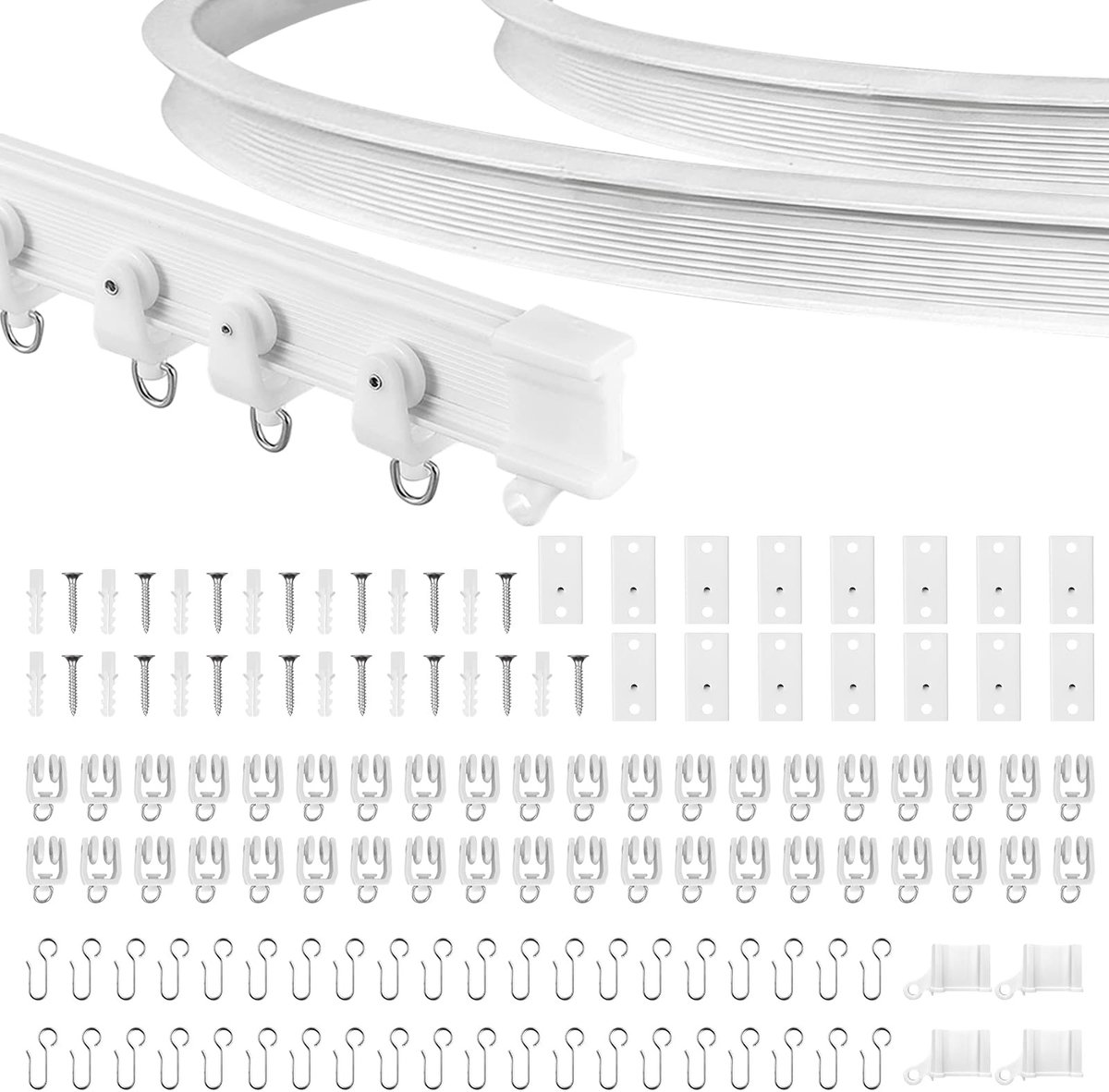 Omgoods - 5m Flexibele Plafond Gordijnrail met Stille Wielen - Ideaal voor Badkamers en Privacy