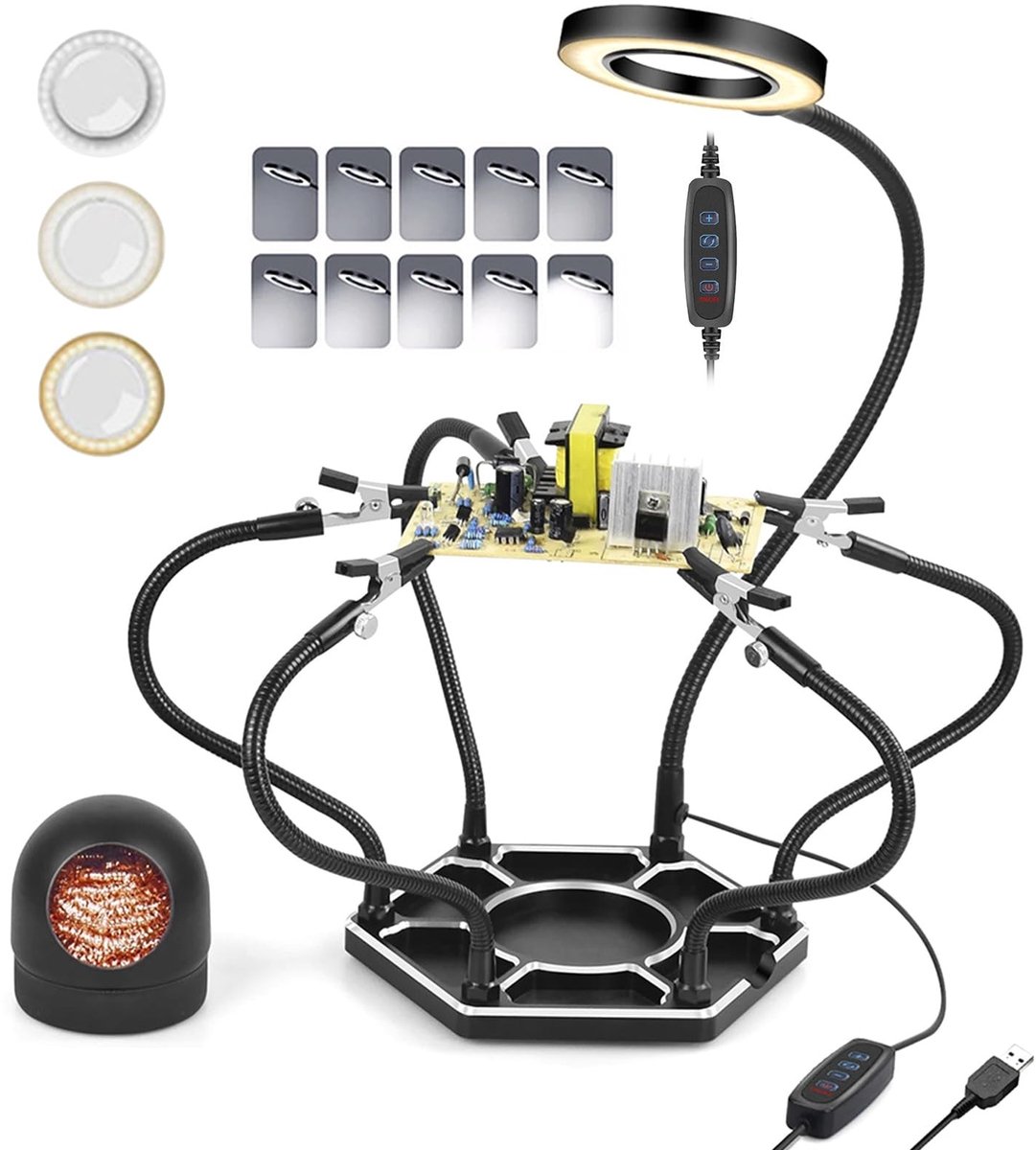 Omgoods - Soldering Station met LED en Derde Hand voor Elektronische Reparaties