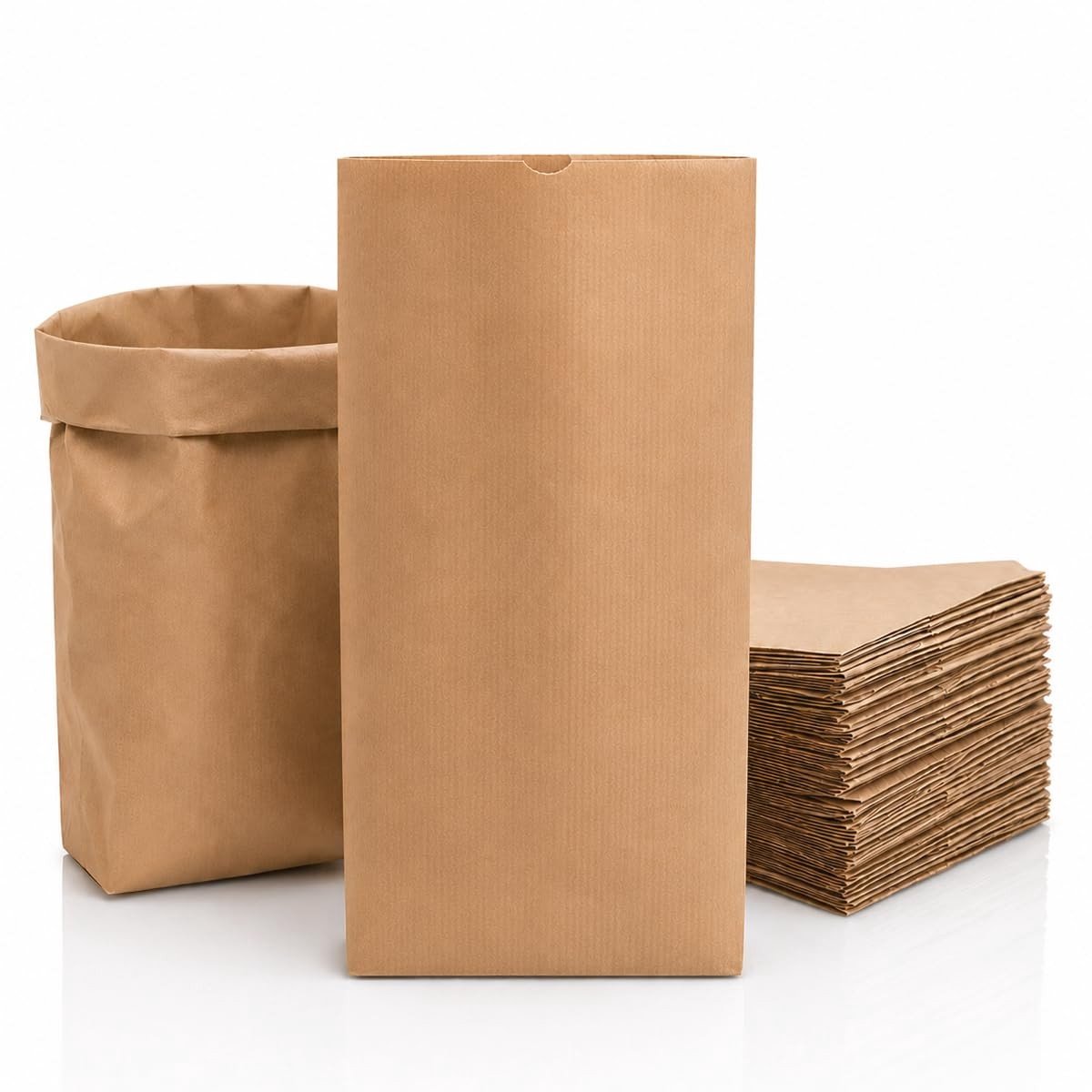 Omgoods - Kraft Papier Verpakkingszakken 17 x 26 cm Bruin met Kruisbodem - 500 Stuks Voedselveilig