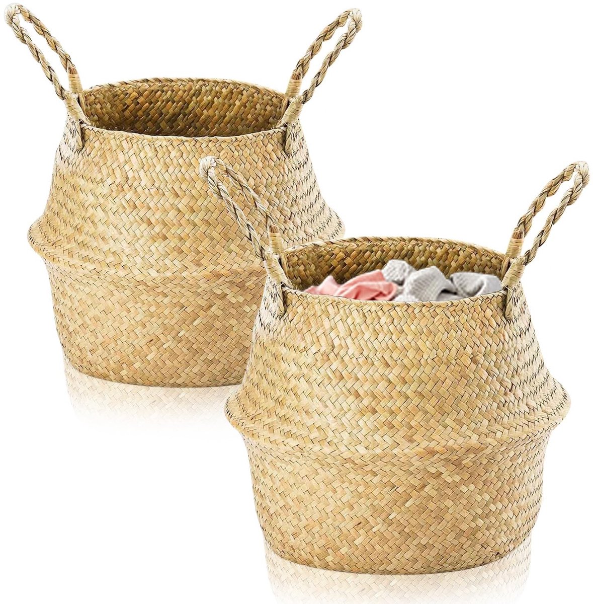 Omgoods - Set van 2 Seagrass Opbergmanden met Handvatten