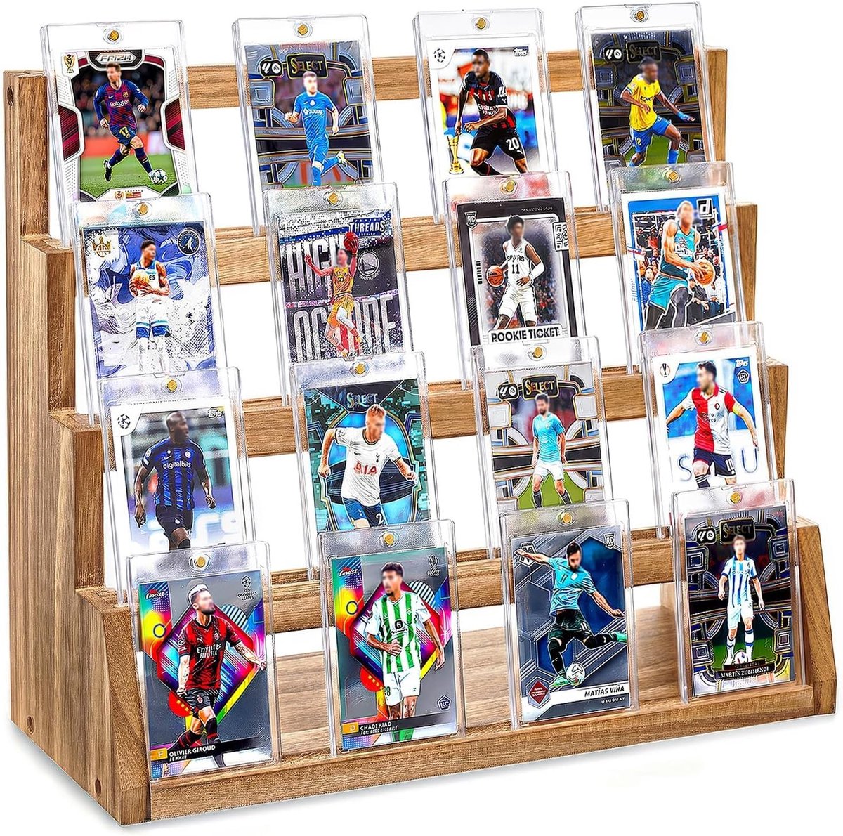 Omgoods - Houten Trading Cards Display - 4 Niveaus voor Sportkaart Collectie