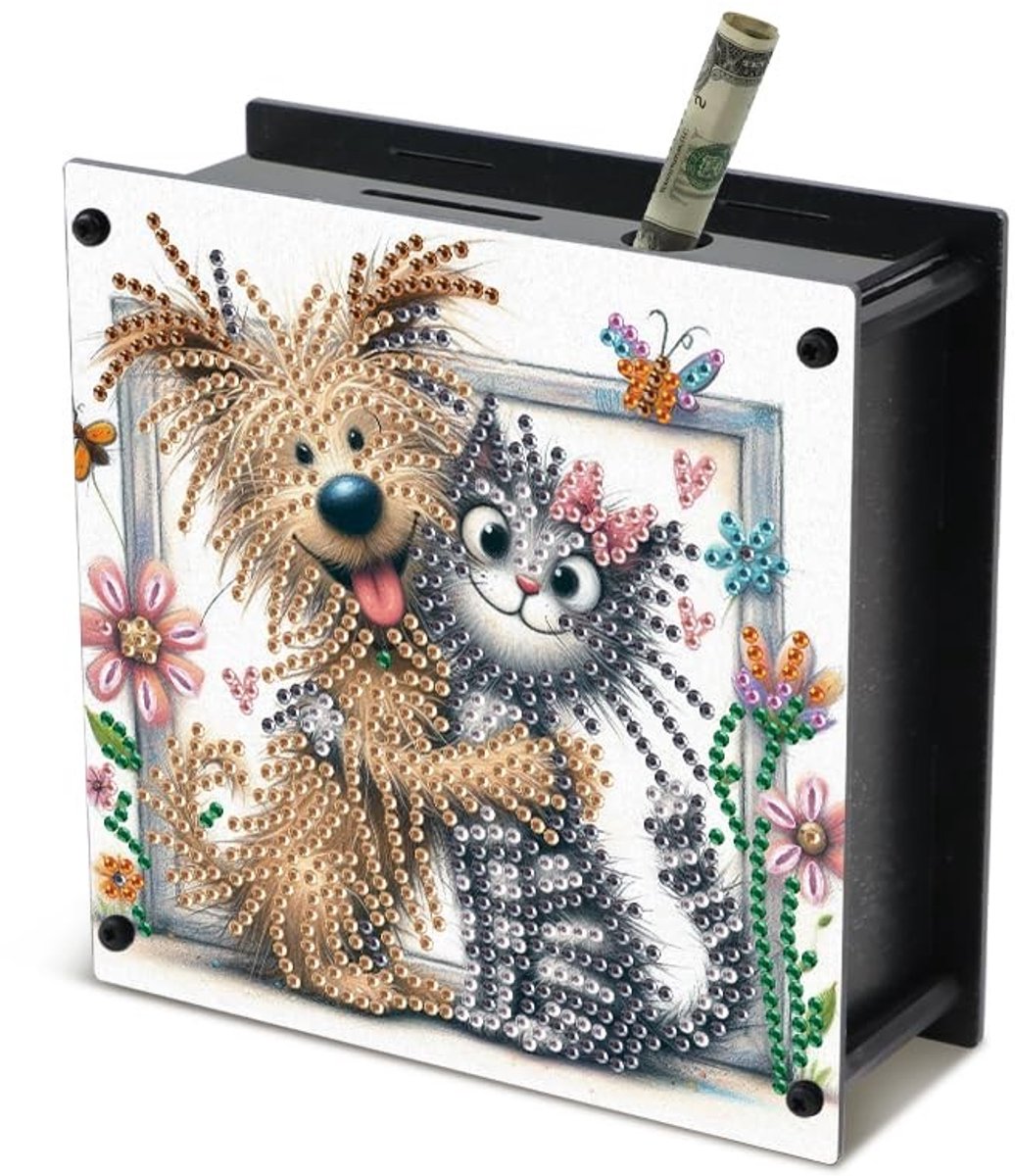 Omgoods - Diamond Painting Spaarpot Kat - Creatieve Geldbox met Diamanten