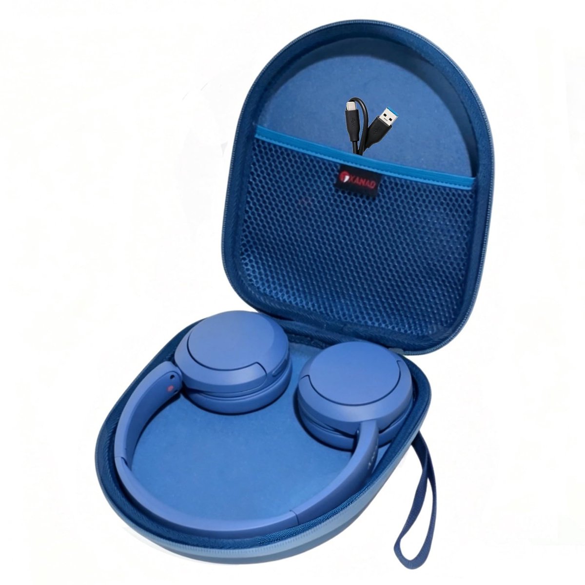 Omgoods - Hardcase Opbergzak voor Sony WH-CH520 Hoofdtelefoon, Beschermende Reiscase (Blauw)