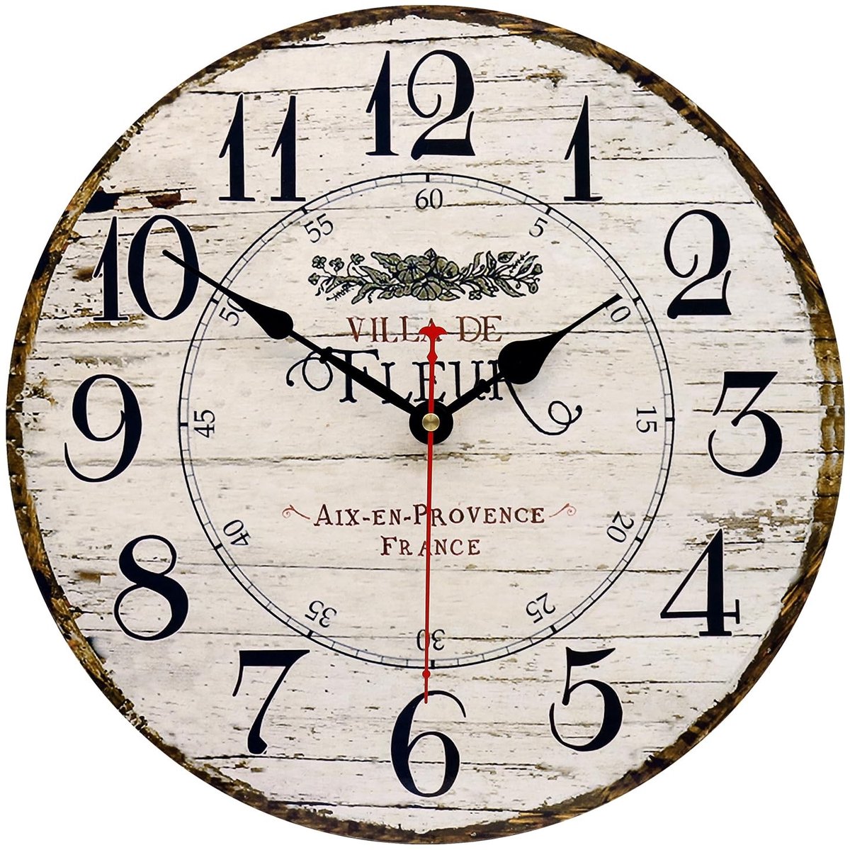 Omgoods - Franse Landstijl Wandklok 34cm - Stille Quartz Klok met Grote Cijfers
