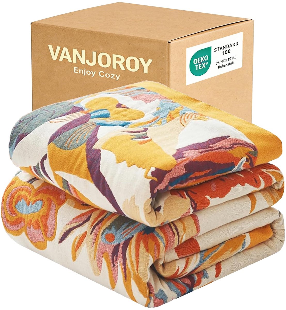 Omgoods - Luxe Bohemian Katoenen Throw - 150x200cm, Beige-Wit