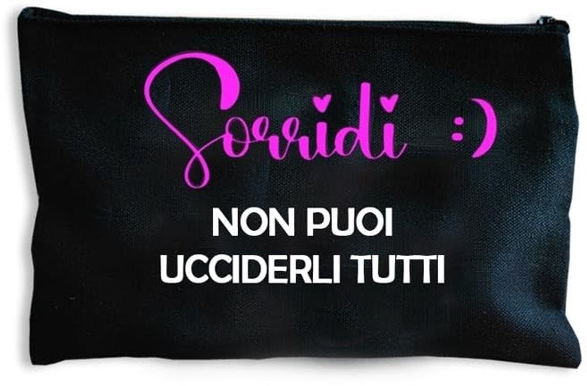 Omgoods - Pencil Case met Ironic Quote - Multifunctionele Clutch in Zwart