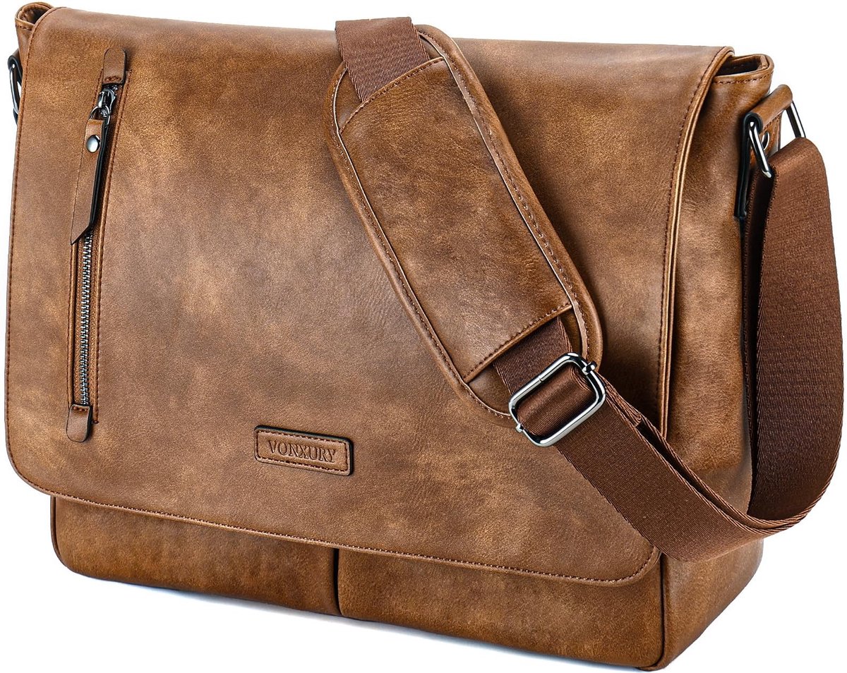 Omgoods - Messenger Bag voor Heren - 14 Inch Laptop Tas van Canvas en Leer