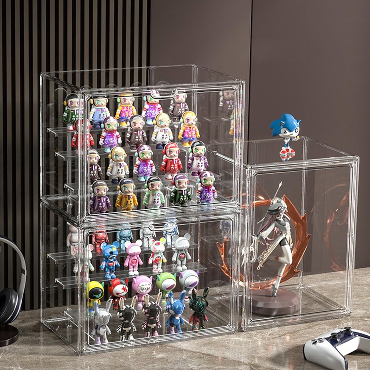 Omgoods - Transparante Acryl Display Case voor Pop Figuren - Set van 3