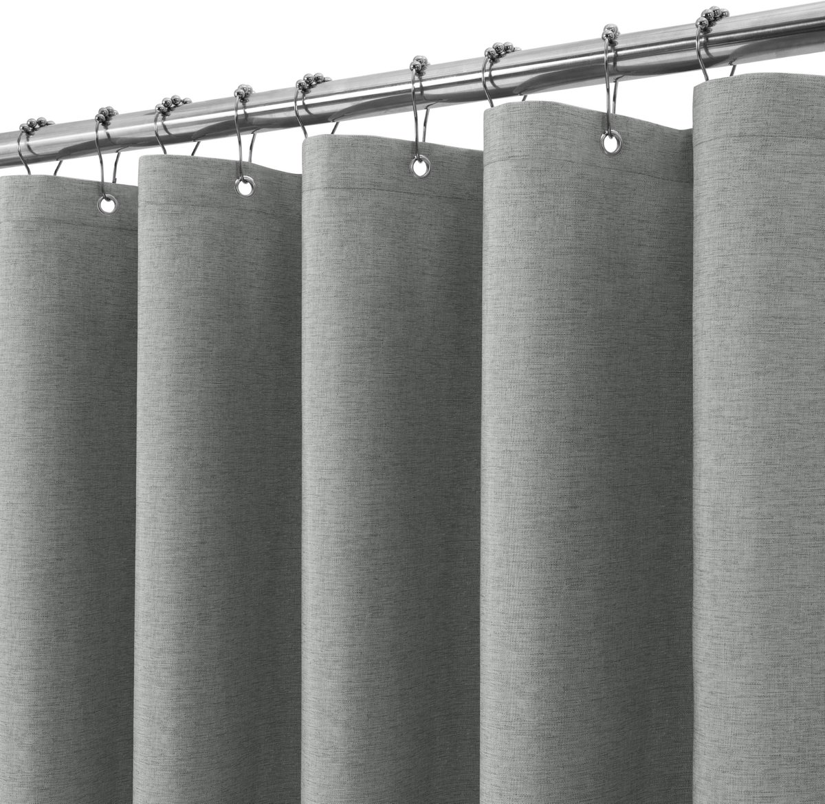 Omgoods - Douchegordijn met Linnen Look - Waterdicht en Antimicrobieel - Grijs 182 x 214 cm