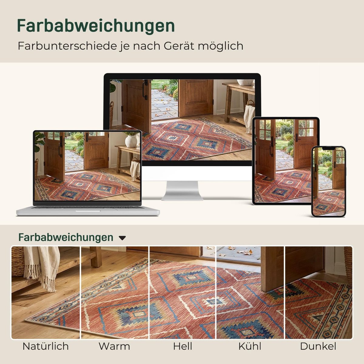 Omgoods - Vintage en Boho Loper voor Woonkamer - 90 x 150 cm, Wasbaar en Antislip, Rood-Oranje