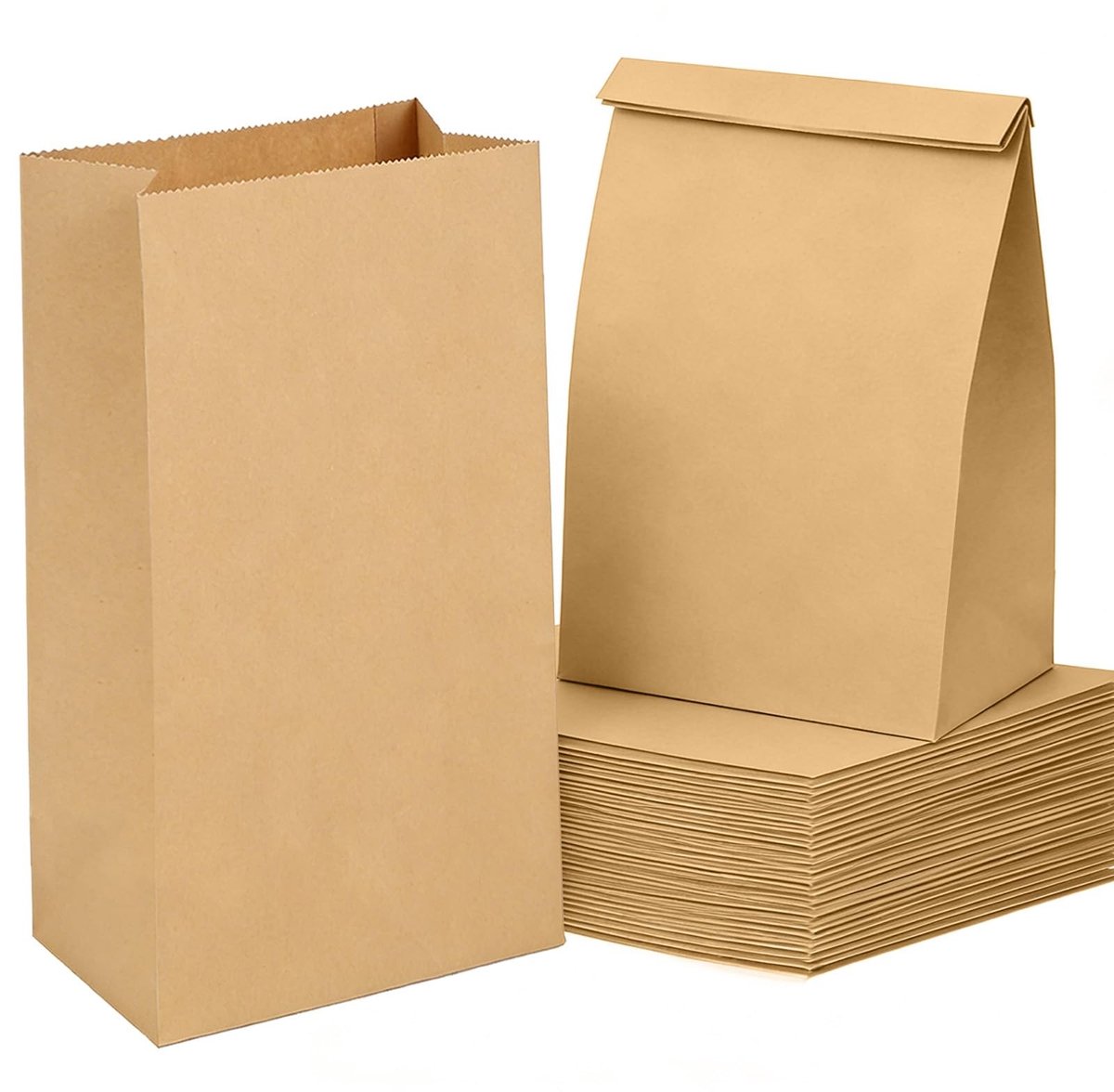 Omgoods - 100 Stuks Bruine Papieren Tassen - Sterke Kraft Papieren Zakjes voor Feestjes en Cadeaus