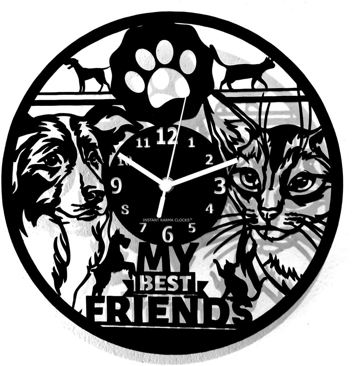 Omgoods - Wandklok voor Dierenliefhebbers - Houten Afwerking