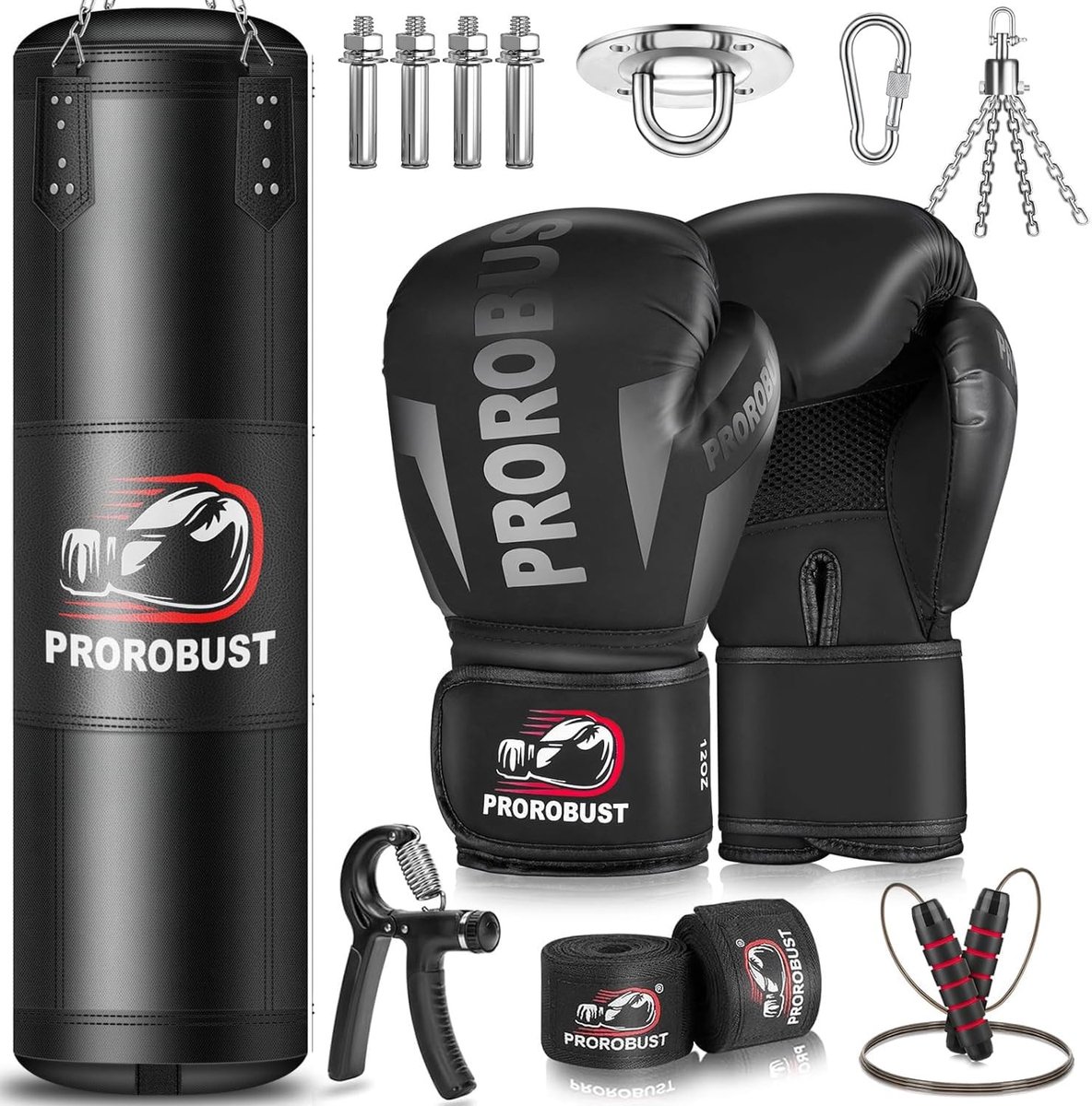 Omgoods - Heavy Punching Bag Set met 12 oz Handschoenen - Voor en Kickboxing